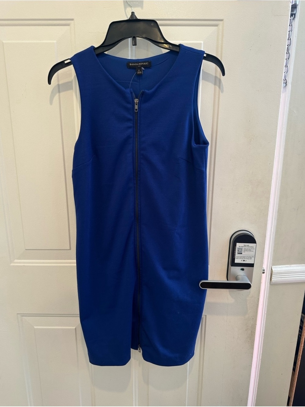 Banana Republic Cobalt Blue Sleeveless Zip-Front Sheath Dress